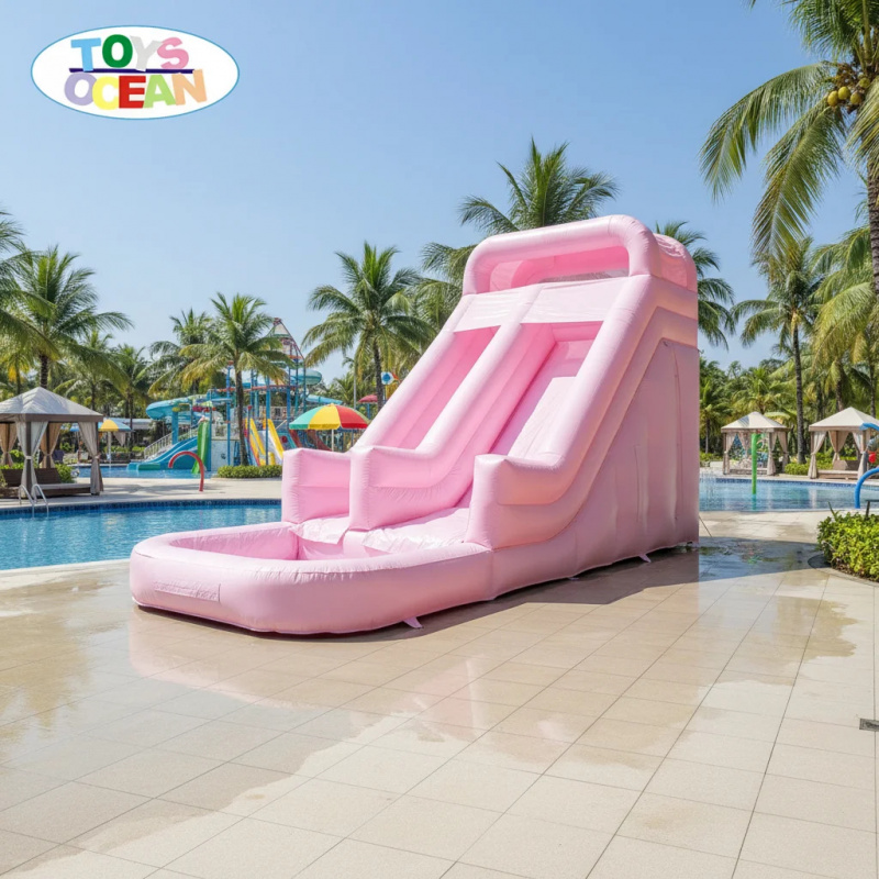 Water Slide Inflatable - Professionelle Rosa Doppelbahn-Aufblasbare Wasserrutsche mit Pool