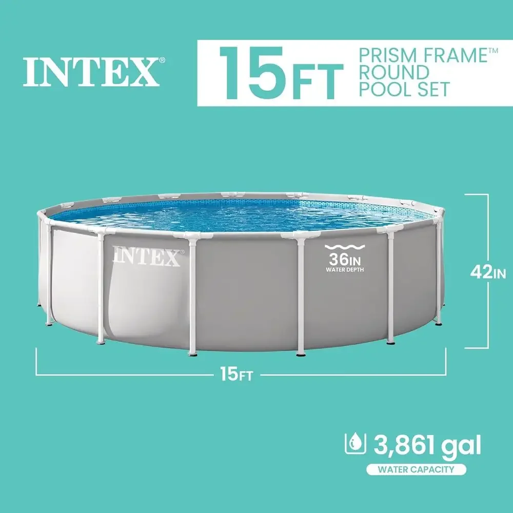Pool Ladder Above Ground - Rundes Aufstellpool-Set mit 1000 GPH Filterpumpe,