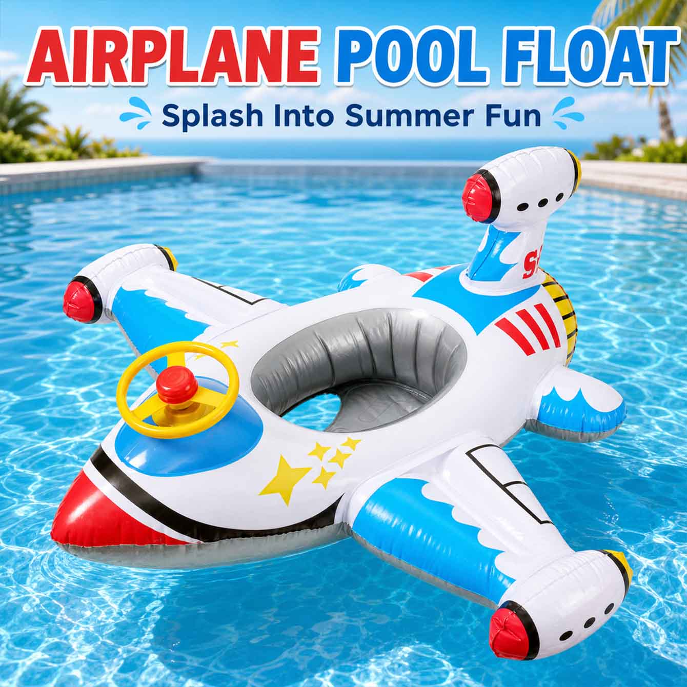 Pool Float Ring Inflatable - 1 Stück Aufblasbarer Flugzeug-Schwimmreifen für den
