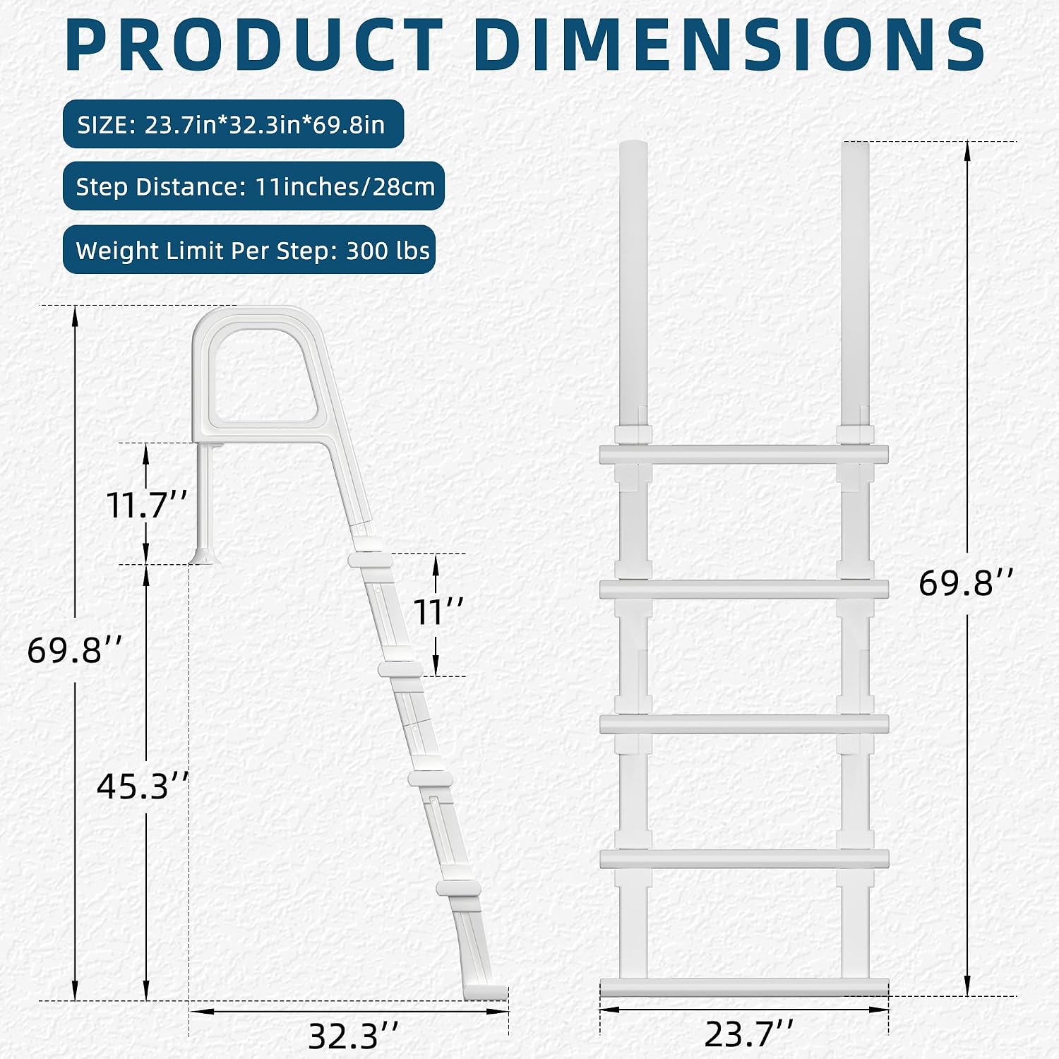 Poolleiter, 5-stufige Pooltrep – Pool Ladder Above Ground Bewertung und Preis