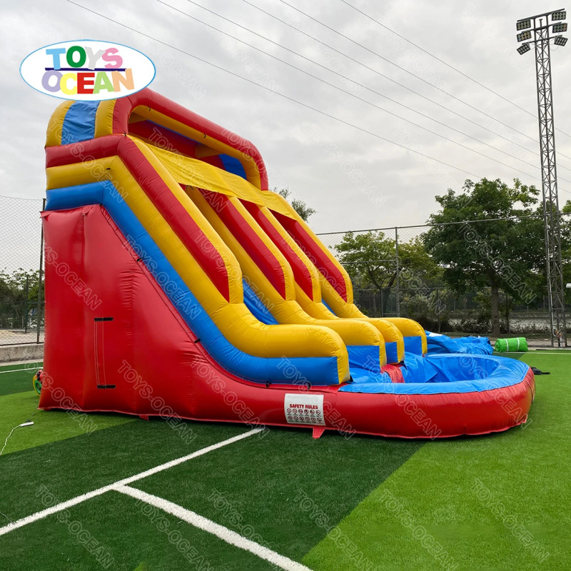 Rot-Gelb-Blaue Dreifach-Wasser – Water Slide Inflatable Bewertung und Preis